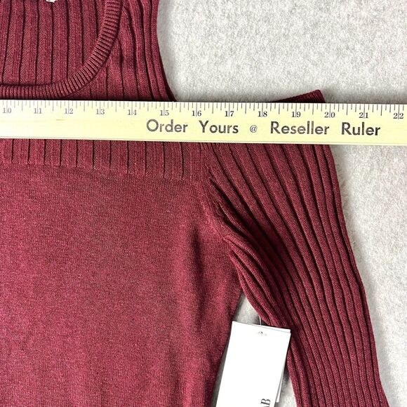 JustFab Burgundy Sweater Dress Womens Small Cold Shoulder Knit Bodycon Workwear - Picture 5 of 13